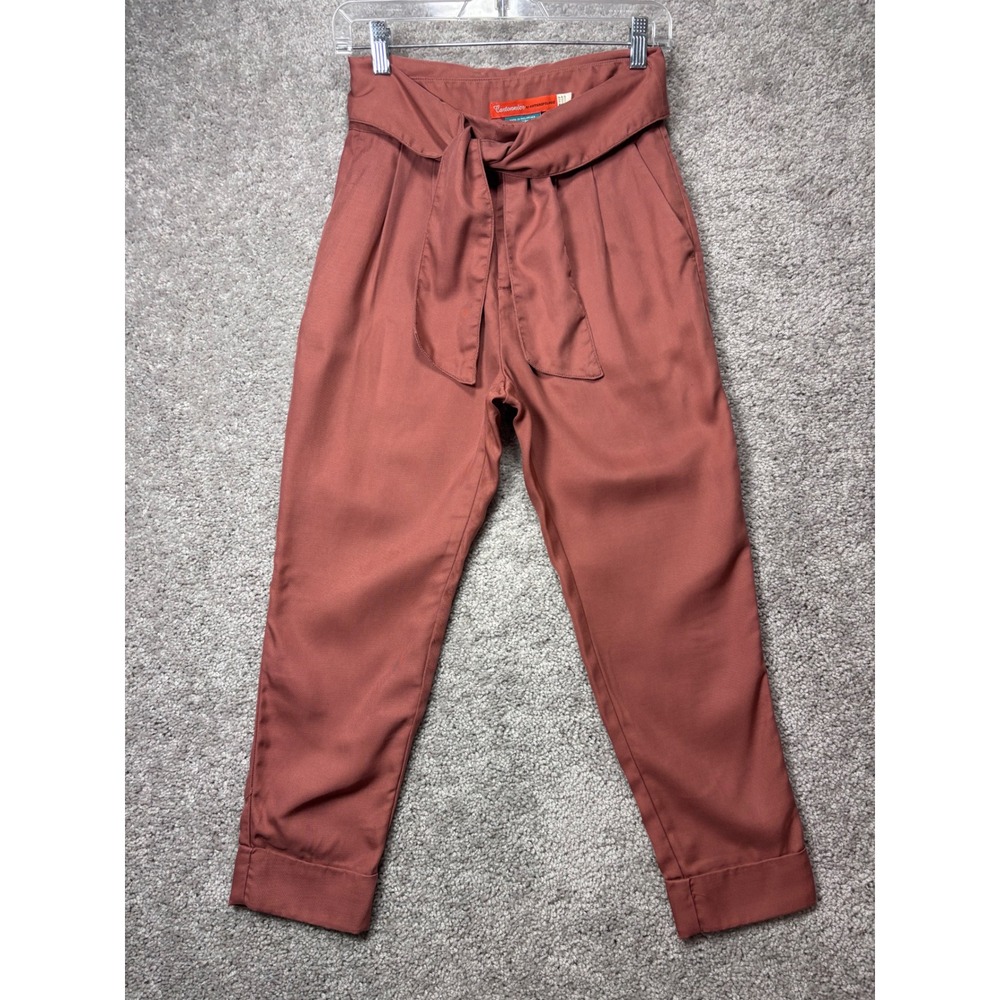 Cartonnier Anthropologie Paperbag Waist Tapered Pants Rust Lyocell 00P Petite